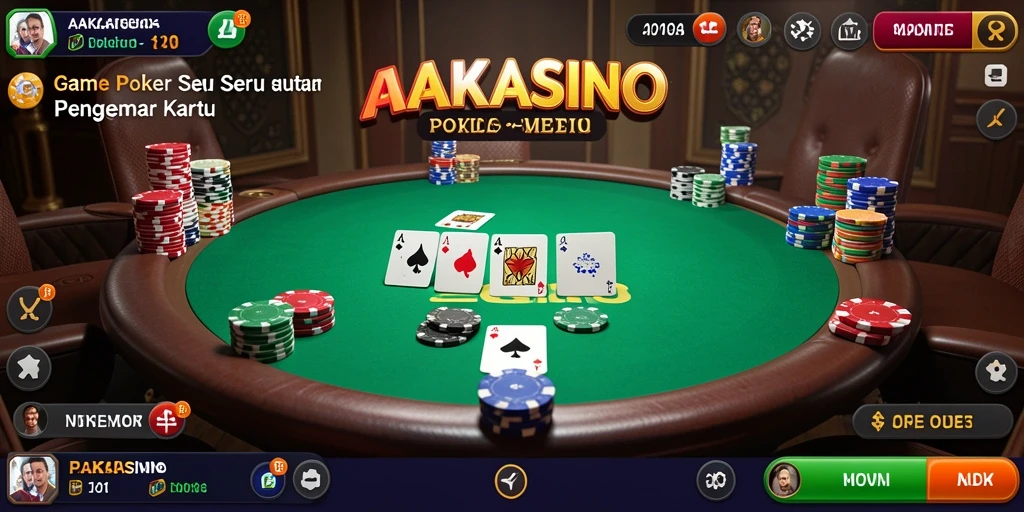 Screenshot gameplay AAKASINO menampilkan suasana seru taruhan poker.