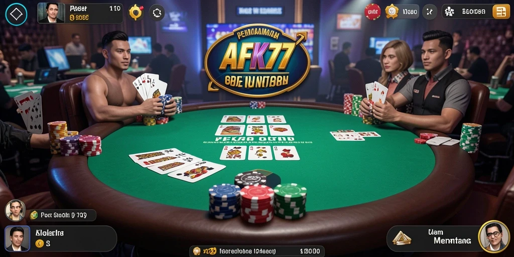 Tampilan gameplay menarik dari AFK77 yang memperlihatkan suasana Poker yang mendebarkan.