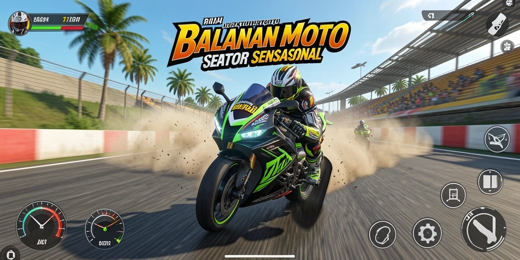 Gameplay menegangkan dari DIREKTURTOTO saat balapan motor di lintasan.
