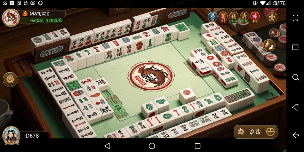 Tampilan screenshot ID678 menunjukkan pertandingan Mahjong yang mendebarkan.