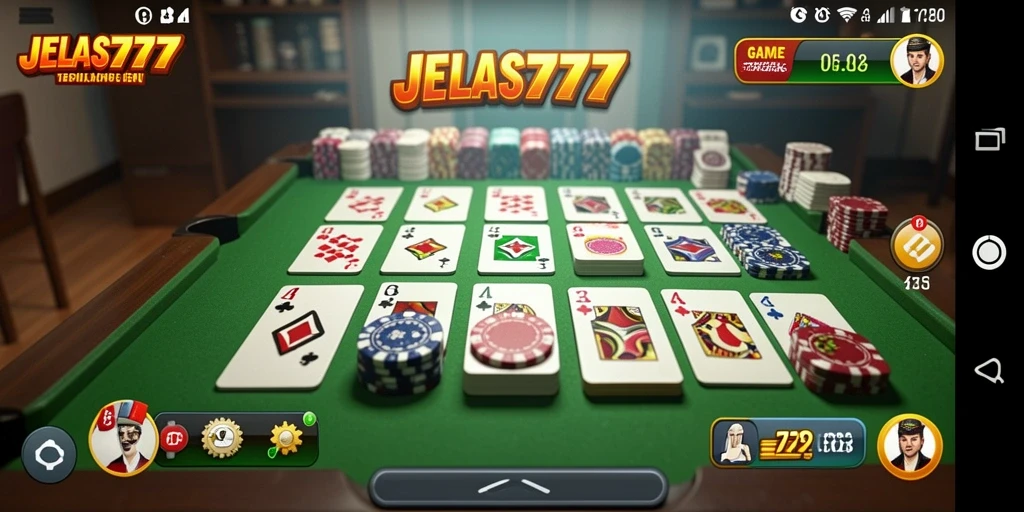 Tampilan screenshot utama JELAS777 menampilkan gameplay Gaple yang menarik.