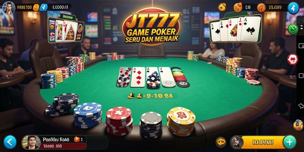 Gameplay seru dari JT777 dengan pemain poker berkompetisi.