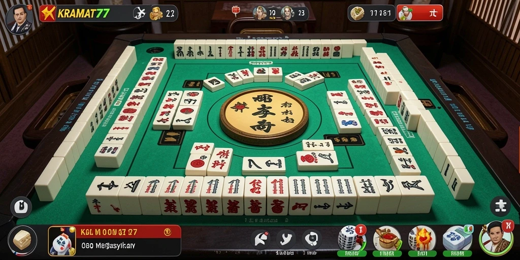 Screenshot gameplay KRAMAT77 menampilkan keseruan permainan Mahjong.