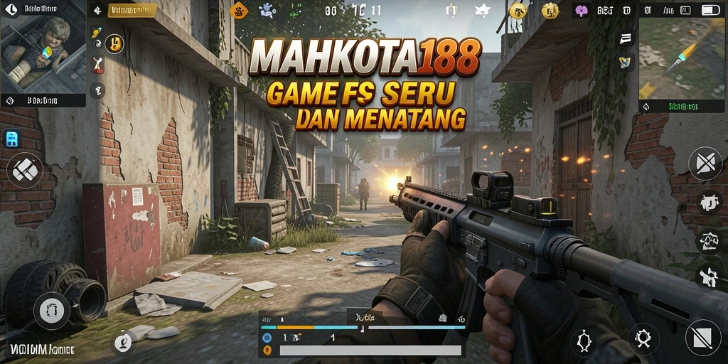 Screenshot menunjukkan aksi pertempuran intens di MAHKOTA188.