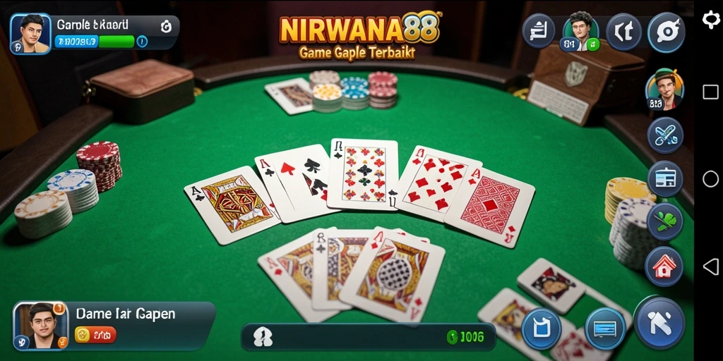 Tampilan gameplay seru NIRWANA88 dengan kartu Gaple.