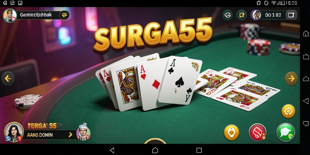 Screenshot gameplay SURGA55 yang menunjukkan aksi seru pemain Domino.