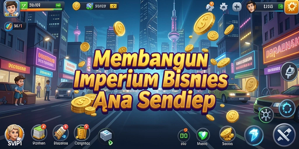 Tampilan gameplay SVIP1 menampilkan proses membangun bisnis yang seru.